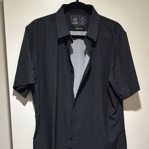 Black Casual Button Down Shirt with Geometric Print